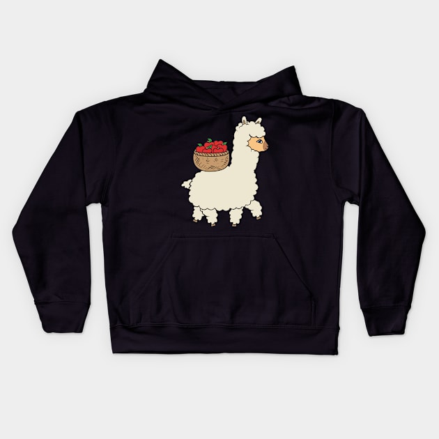 Alpaca with basket Kids Hoodie by theanimaldude